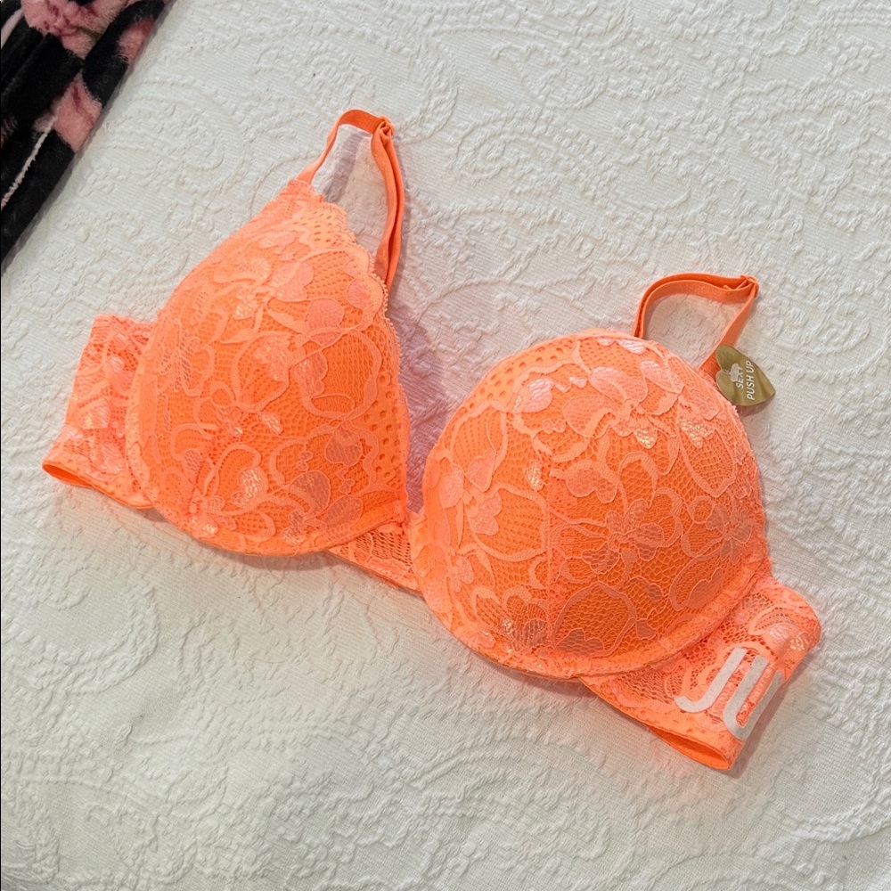 Juicy Couture Vibrant Orange Lace Bra